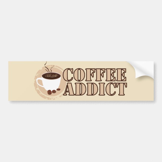 Kaffee-Süchtig-Tasse und Bohnen Autoaufkleber (Vorne)