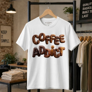 Kaffee-Süchtiger 3D geröstete Kaffeebohnen-Typogra T-Shirt