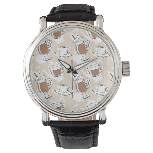 Kaffee, süßes Muster Armbanduhr (Vorderseite)