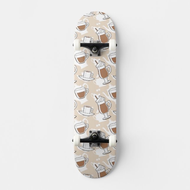 Kaffee, süßes Muster Skateboard (Vorderseite)