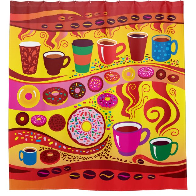 Kaffee-Swirbel und Zuckerrausch Duschvorhang (Vorderseite)