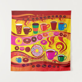 Kaffee-Swirbel und Zuckerrausch Wandteppich