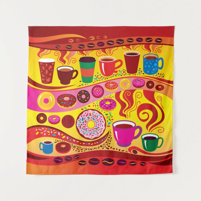 Kaffee-Swirbel und Zuckerrausch Wandteppich (Vorderseite)