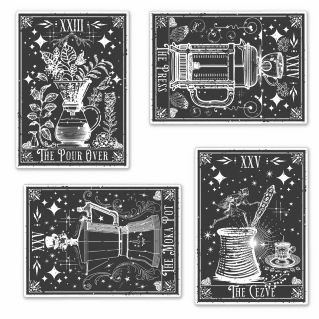 Kaffee-Tarot-Karten Aufkleber (Vorderseite)
