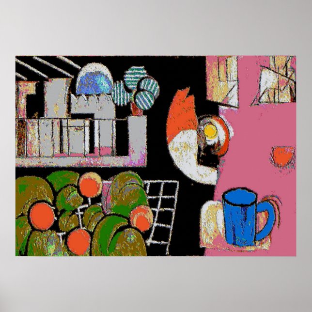 Kaffee Tasse Blau, Matisse Stil Poster (Vorne)