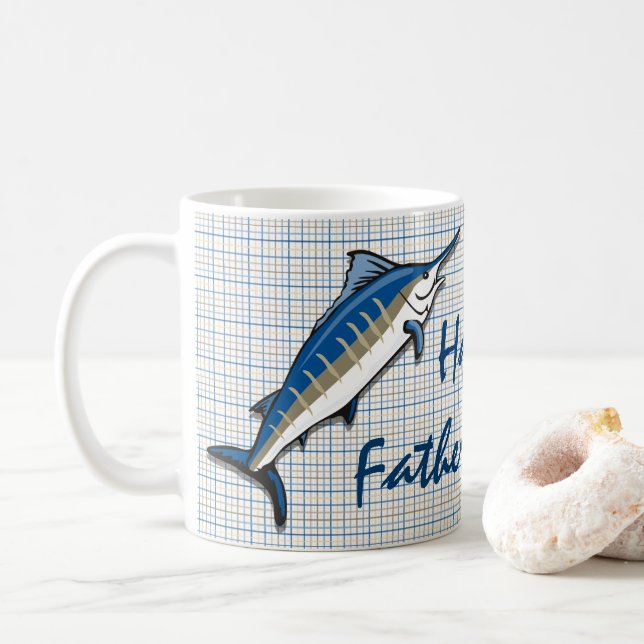 Kaffee-Tasse - Blue Marlin auf Kariert Tasse (Mit Donut)