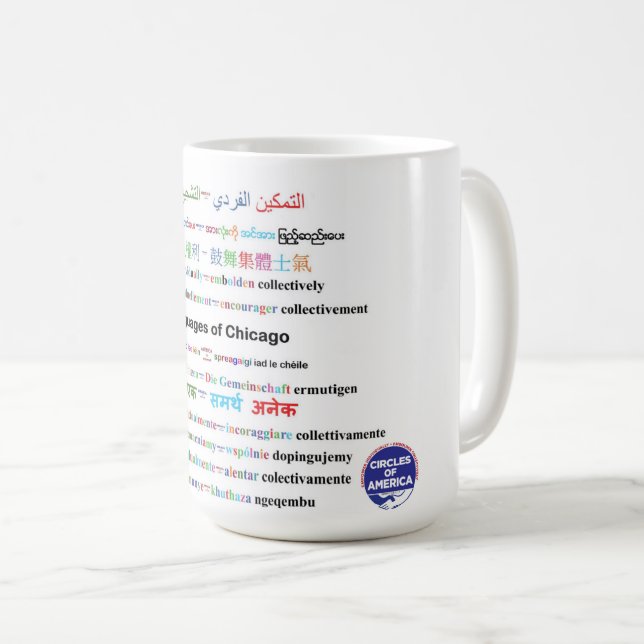Kaffee-Tasse - Chicago-Sprachen Kaffeetasse (VorderseiteRechts)