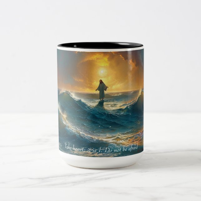Kaffee-Tasse Christlich, "Keine Angst haben" Zweifarbige Tasse (Mittel)