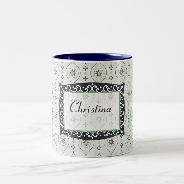 Kaffee Tasse Cup 2 Blaues Blume Muster (Mittel)