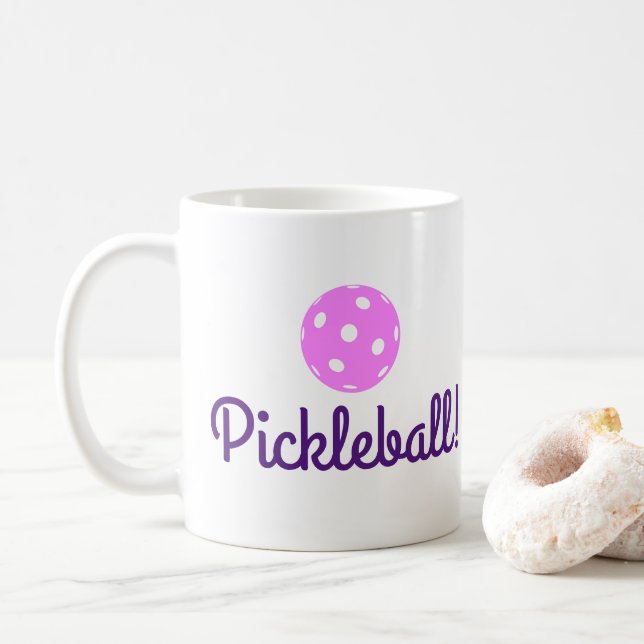 Kaffee-Tasse der Damen-Pickleball (Rosa und Lila) Tasse (Mit Donut)