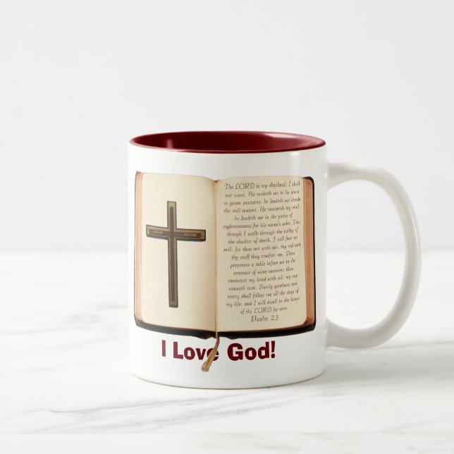 Kaffee-Tasse des Psalm-23 Zweifarbige Tasse (Rechts)
