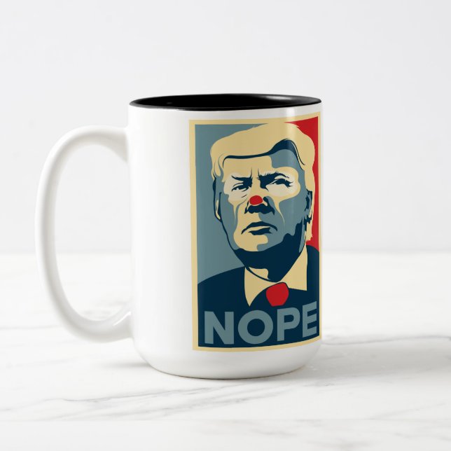 Kaffee-Tasse Donald Trump "NOPE" Zweifarbige Tasse (Links)