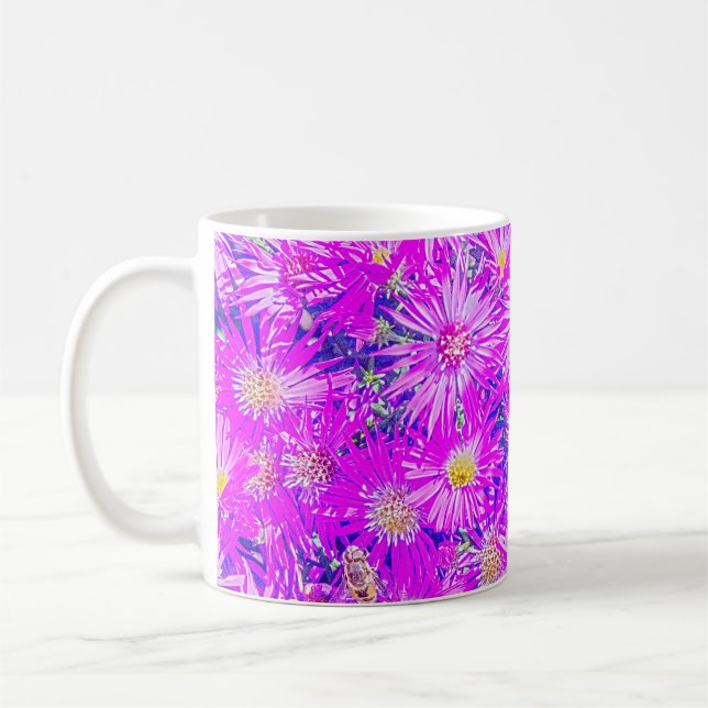 Kaffee-Tasse, Fuchsia-Blume auf blau Kaffeetasse (Links)