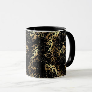 KAFFEE TASSE GOLDEN LEAF BAROQUE DESIGN