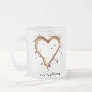 Kaffee-Tasse, Herz-Kaffeedesign, I-Liebe Kaffee-Ta Mattglastasse