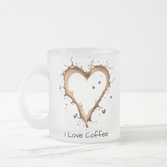 Kaffee-Tasse, Herz-Kaffeedesign, I-Liebe Kaffee-Ta Mattglastasse (Links)