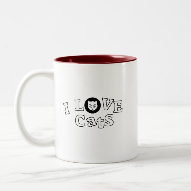 Kaffee Tasse I Liebe Katzendesign (Links)