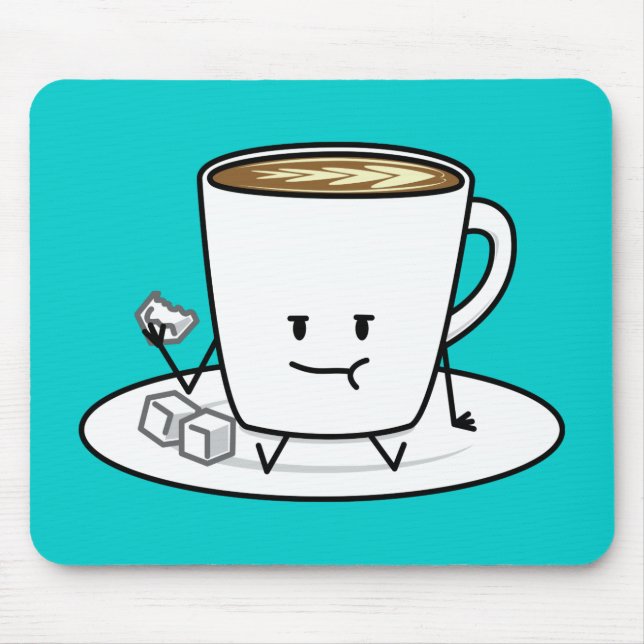 Kaffee-Tasse latte Kaffee, der Zucker isst, Mousepad (Vorne)