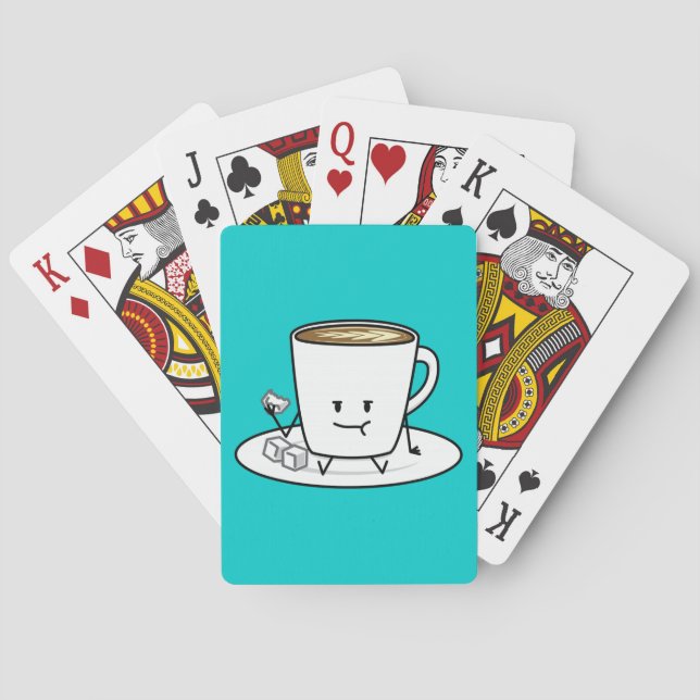 Kaffee-Tasse latte Kaffee, der Zucker isst, Spielkarten (Rückseite)