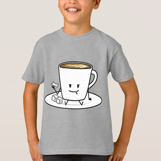 Kaffee-Tasse latte Kaffee, der Zucker isst, T-Shirt (Vorderseite)