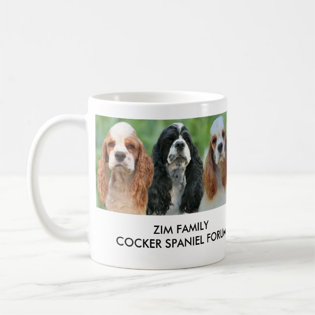 Kaffee-Tasse mit 3 parti farbigen Cockerspanielen Kaffeetasse (Links)