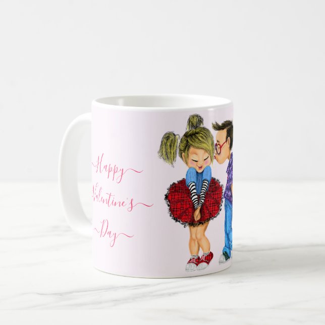 Kaffee Tasse mit Couple Liebe Valentinstag Geschen (Vorderseite Links)