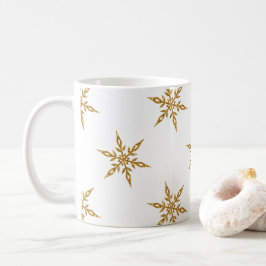 Kaffee-Tasse mit Glitzer-Goldschneeflocken Kaffeetasse