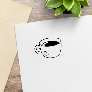 Kaffee Tasse mit Herzdoodle Loyalität Kostenlos Gummistempel