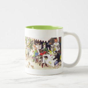 Kaffee-Tasse mit Katzen und Hunden Zweifarbige Tasse