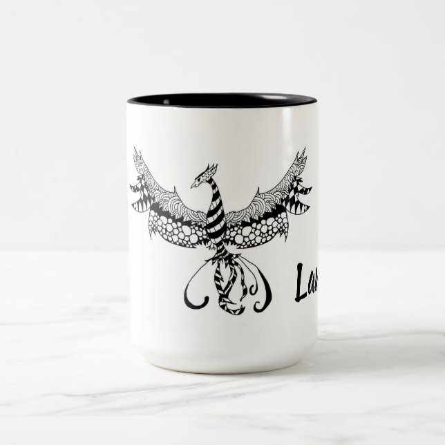 Kaffee-Tasse mit Phoenix-Entwurf Zweifarbige Tasse (Mittel)