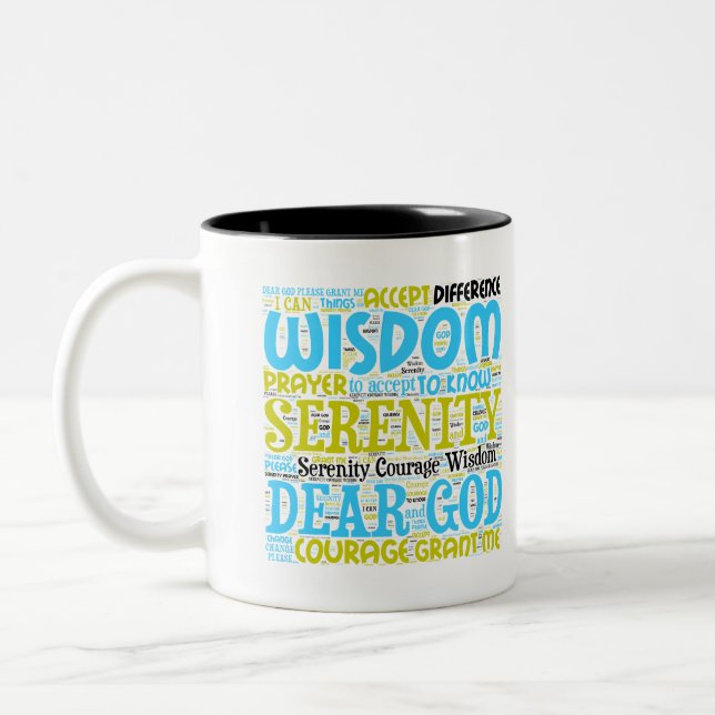 Kaffee Tasse Serenity Gebet Word Cloud (Links)