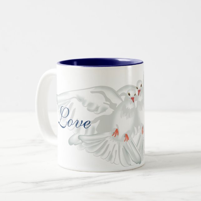 Kaffee Tasse Taube Liebe Frieden (Vorderseite Links)