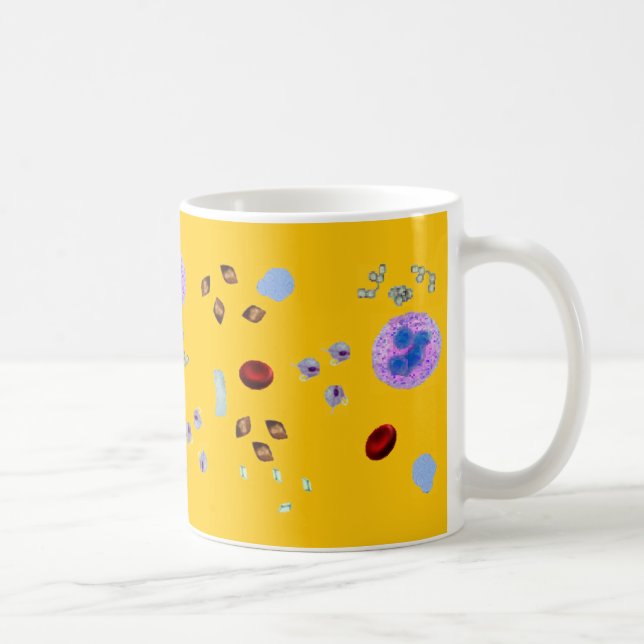 Kaffee Tasse-Urin Partikeln (gelber Hintergrund) Kaffeetasse (Rechts)