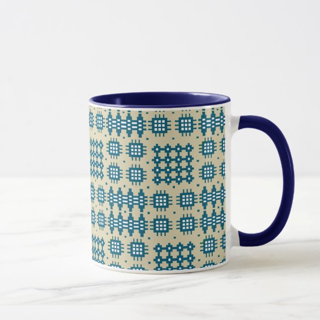 Kaffee-Tasse: Waliser-Tapisserie-Muster, Marine Tasse (Rechts)