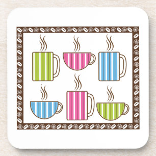 Kaffee-Tassen mit Streifen Getränkeuntersetzer