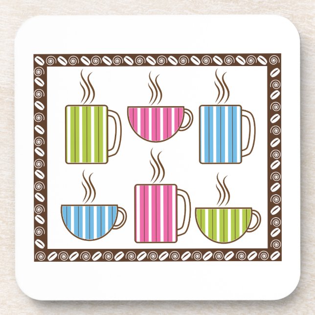 Kaffee-Tassen mit Streifen Getränkeuntersetzer (Vorderseite)