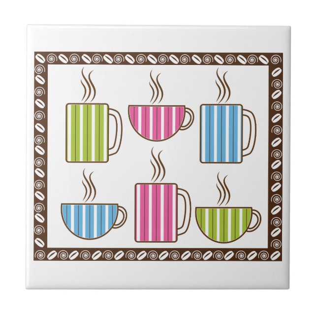 Kaffee-Tassen mit Streifenmuster Fliese (Vorderseite)