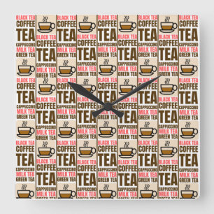 KAFFEE TEA PATTER, Acrylwand Quadratische Wanduhr