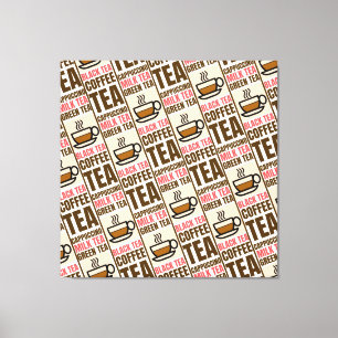 KAFFEE TEA PATTERN, gearbeitete Leinwand, Print Leinwanddruck