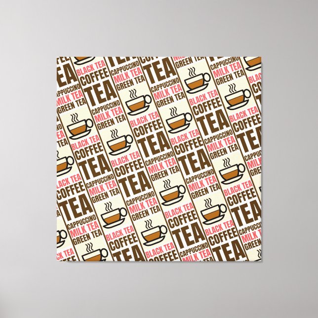 KAFFEE TEA PATTERN, gearbeitete Leinwand, Print Leinwanddruck (Vorderseite)