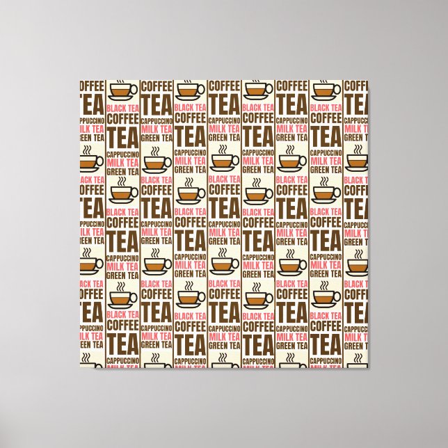 KAFFEE TEA PATTERN, gearbeitete Leinwand, Print Leinwanddruck (Vorderseite)