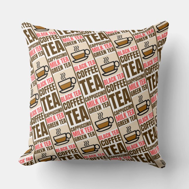 KAFFEE TEA PATTERN, Kissenpilz Kissen (Vorderseite)
