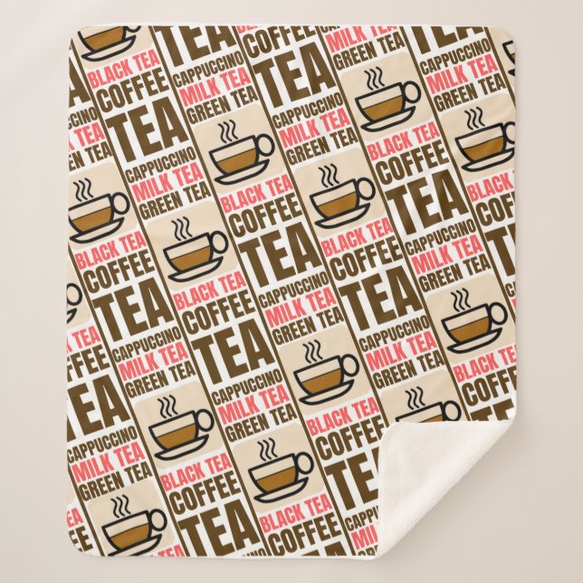KAFFEE TEA PATTERN, Sherpa Blanket Sherpadecke (Vorderseite)