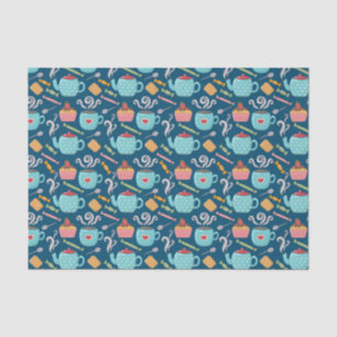 Kaffee Tee Biscuit Cupcake Teapot Blau Seidenpapier