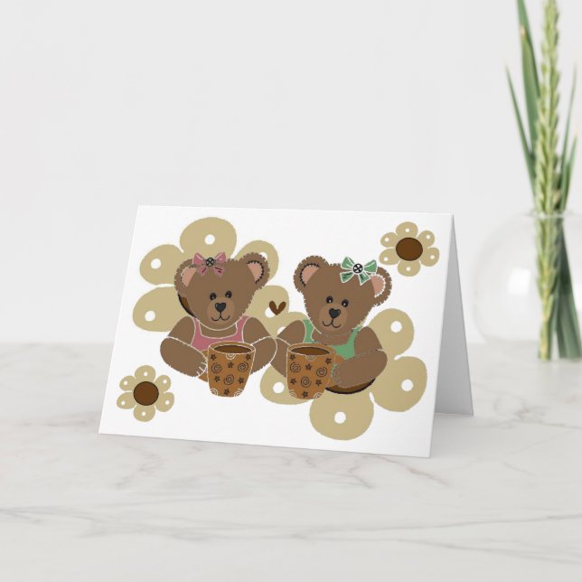 Kaffee, Tee Friends Teddy Bears Card Karte (Vorderseite)