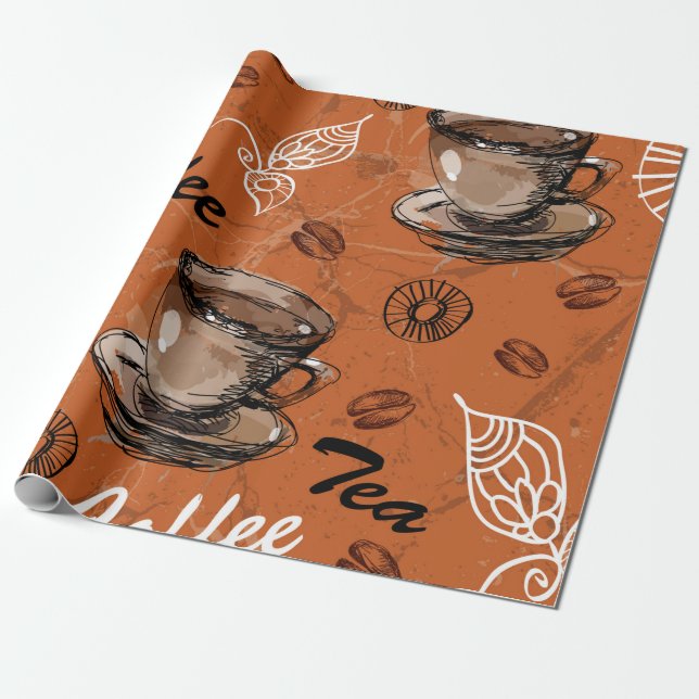 Kaffee Tee Lover Geschenkpapier (Ungerollt)