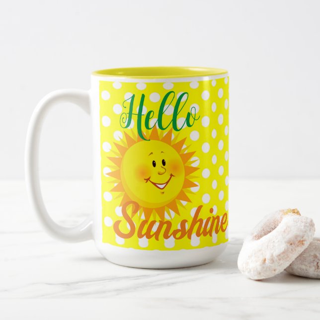 Kaffee Tee Tasse, Hallo Sunshine Sun Polk ein Punk Zweifarbige Tasse (Mit Donut)
