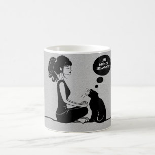 Kaffee Tee Tasse Kakao Meditat Yoga Girl Katze