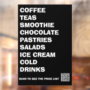 Kaffee, Tee und Salate - Minimalistisches Café Fensteraufkleber