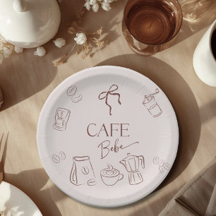 Kaffee-Thema Beige Café Bebe Brauende Babyparty Pappteller